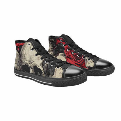 MEN'S Skulls Roses Bold Pen Ink High Top Canvas Grunge Custom Sneakers