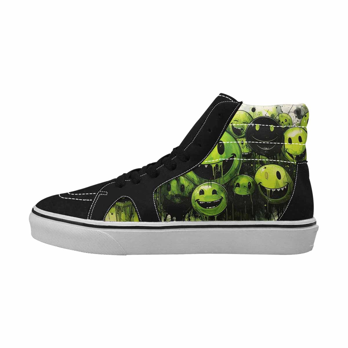 MEN'S Melting Moon Smiley High Top Canvas Wallpaper Art Sneakers