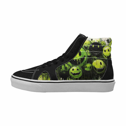 MEN'S Melting Moon Smiley High Top Canvas Wallpaper Art Sneakers