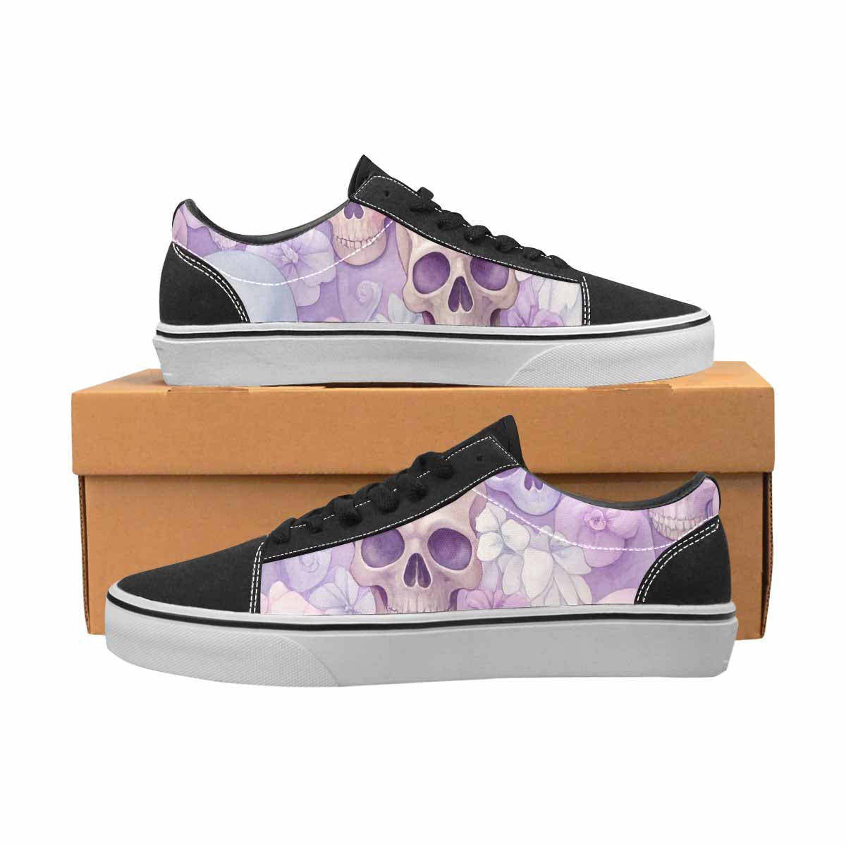 WOMEN'S Skulls - Pastel Canvas Lace-Up Surreal Custom Shoes
