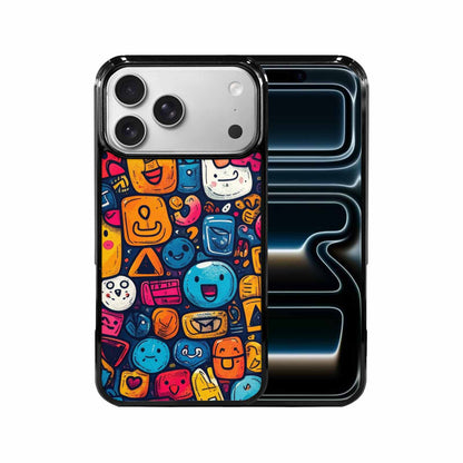 iPhone 17 Pro Max Case — Hand Drawn Icon Doodle Original Art, Custom Print Case Cover
