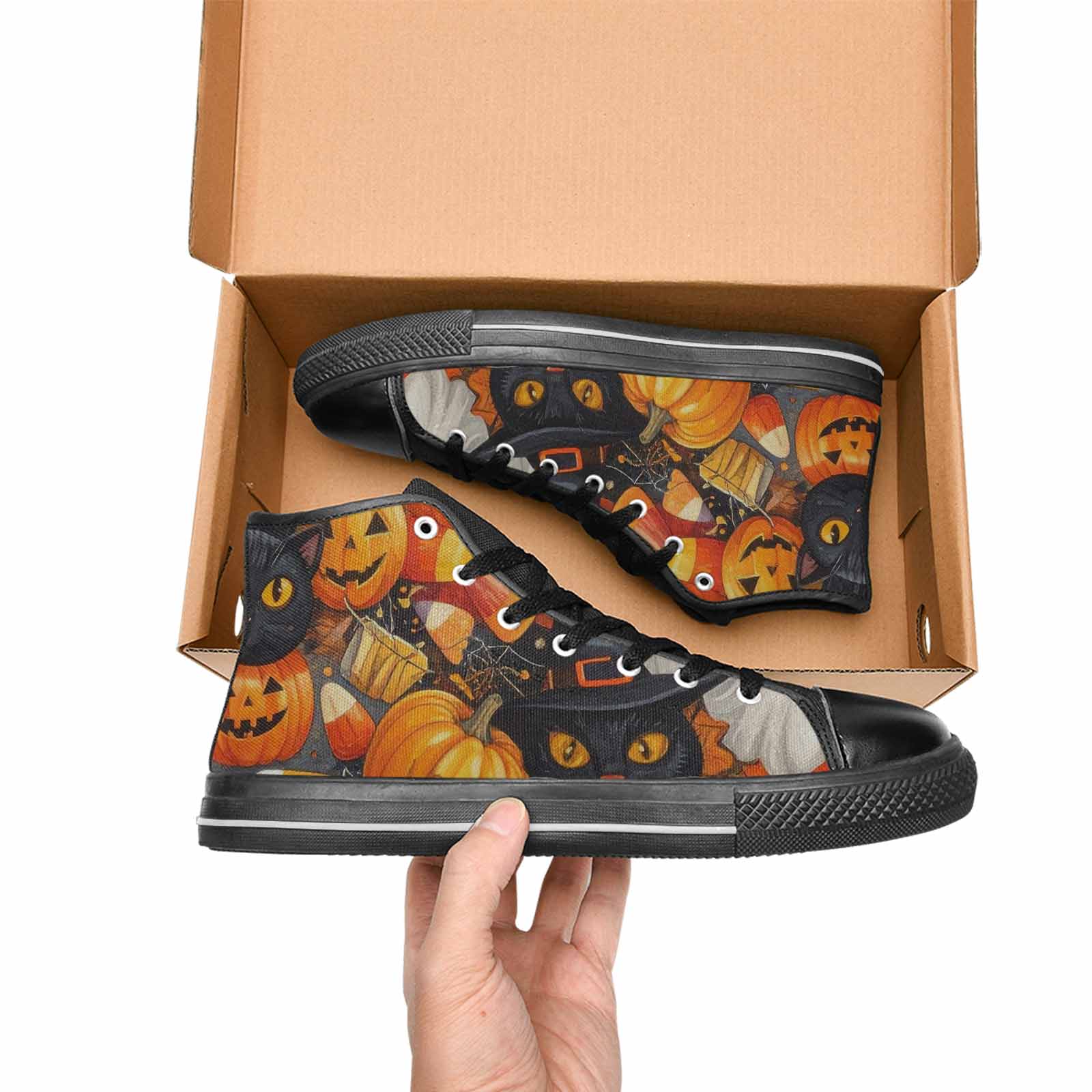 MEN'S Halloween High Top Canvas Wallpaper Art Custom Shoes