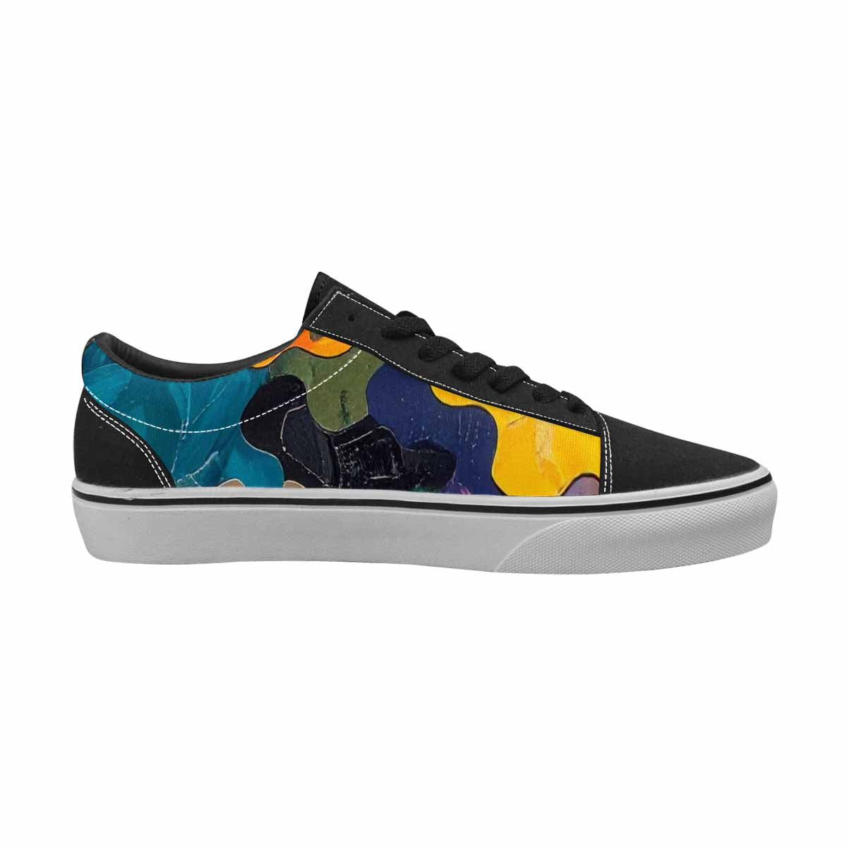 WOMEN'S Camo Patches Lace-Up Canvas Vibrant Chaos Custom Sneakers