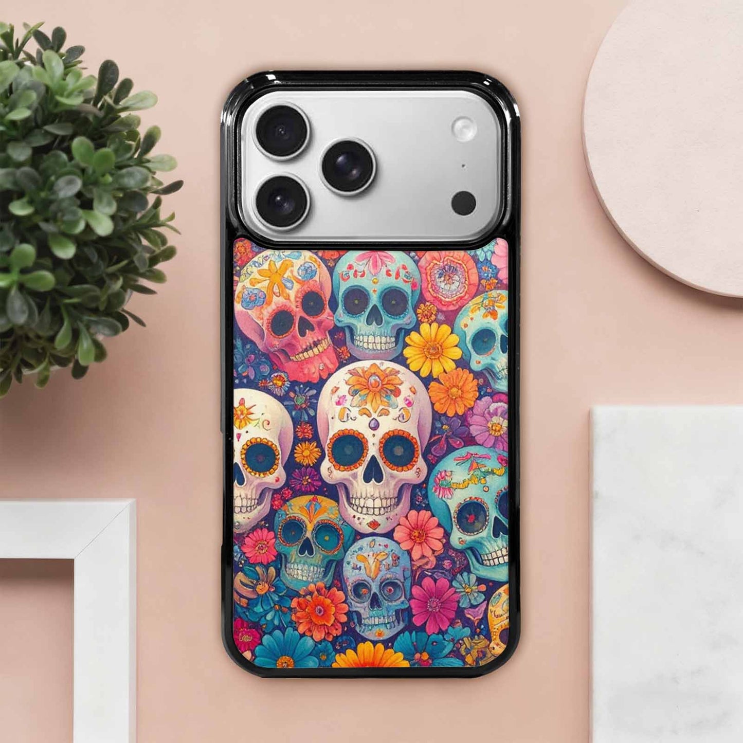 iPhone 17 Pro Max Case — Ornate Candy Color Skull Gothic Skulls, Custom Phone Case