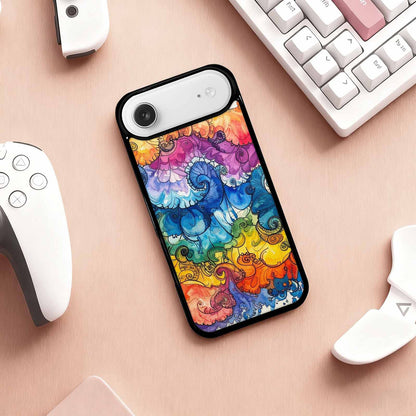 iPhone 17 Air Case — Tie Dye Swirls Black Blue Tie, Custom Phone Case