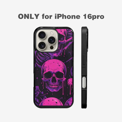 iPhone 16 Pro Case — Pink Purple Skeletons Neon Drip Melting, Custom Designed Case Cover
