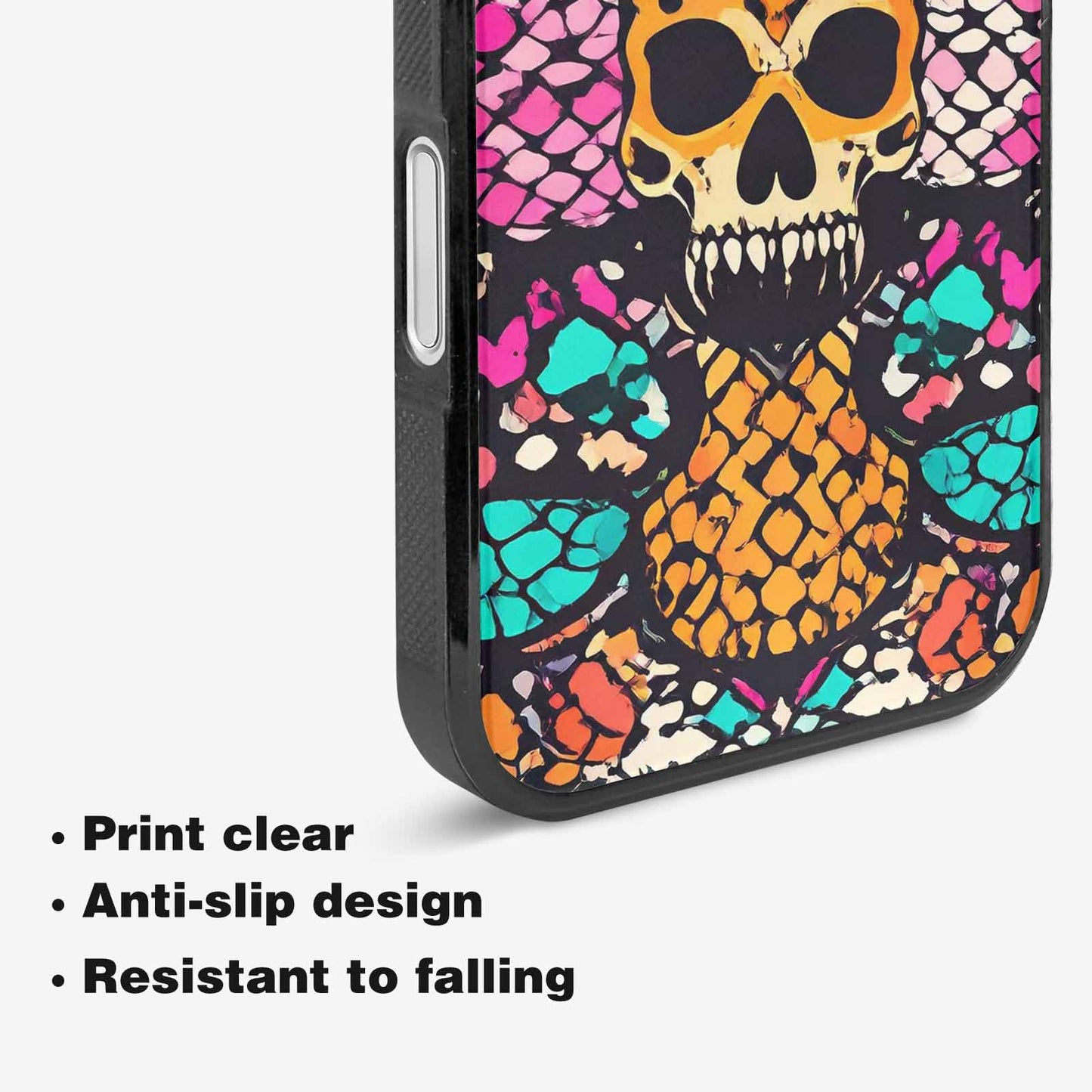 iPhone 16 Case — Snake Print Skull, Custom Phone Case