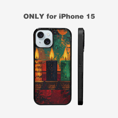 iPhone 15 Case — Kwanzaa Kinara Pattern Seamless Repeat African, Original Design Phone Case