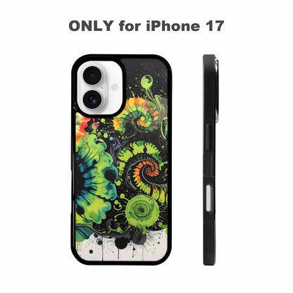 iPhone 17 Case — Black &amp; Green Ink Tie Dye, Original Design Phone Case