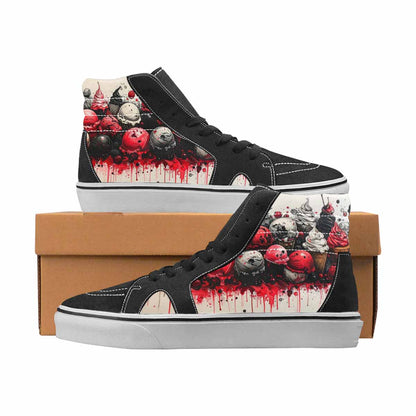WOMEN'S Ice Cream Black & Red Ink High Top Canvas Wearable Art Grunge Custom Kicks