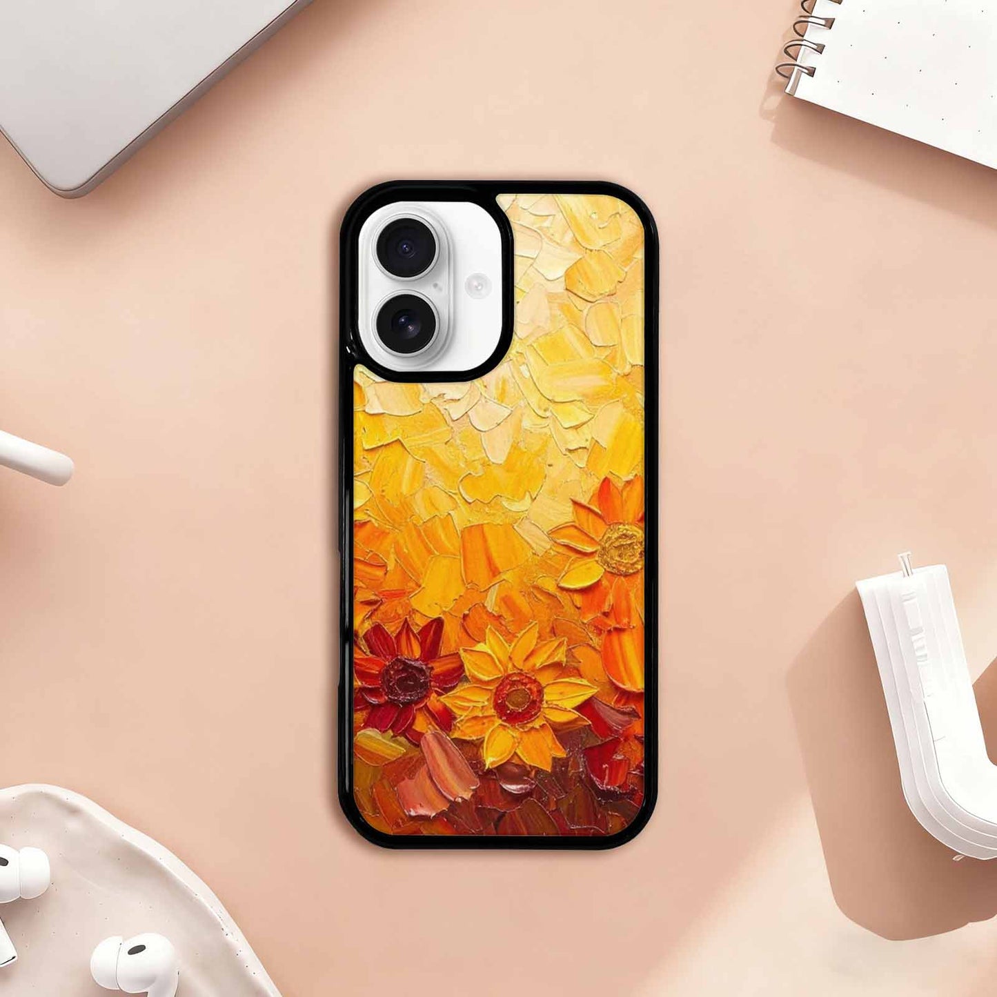 iPhone 17 Case — Impressionist Sunflower Brushstroke Pattern Floral, Custom Designed Case Cover