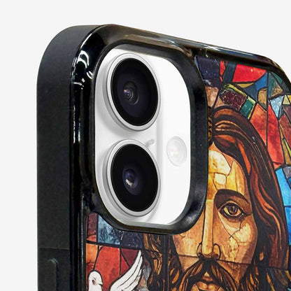 iPhone 16 Case — Jesus Face Small Cross And Faith, Personalized Phone Case