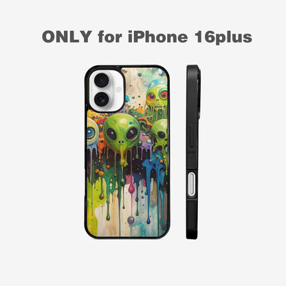 iPhone 16 Plus Case — Aliens Camomelting Aliens Patt Q9t, Custom Printed Phone Case