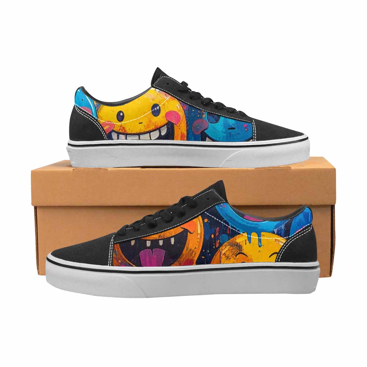 WOMEN'S Melting Moon Smiley Lace-Up Canvas Dreamlike Shoes
