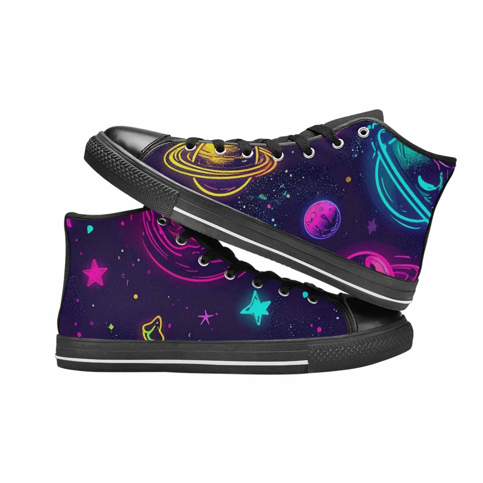 WOMEN'S Space Galaxy Astronaut High Top Canvas Grunge Sneakers