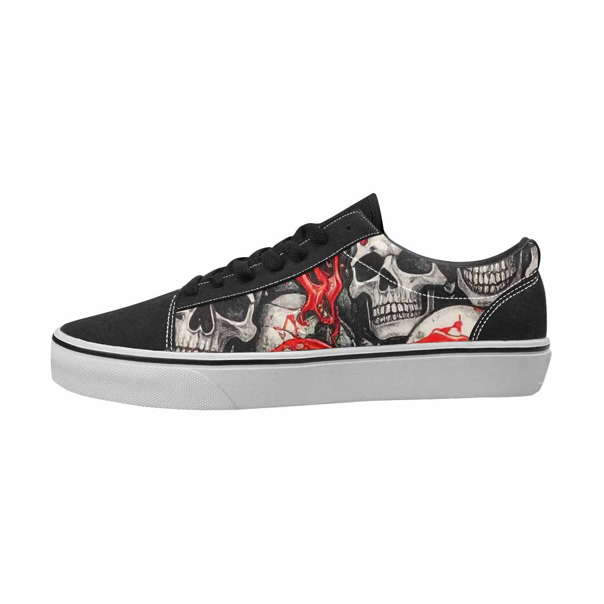WOMEN'S Skulls Black & Red Ink Canvas Original Design Y2K Custom Sneakers
