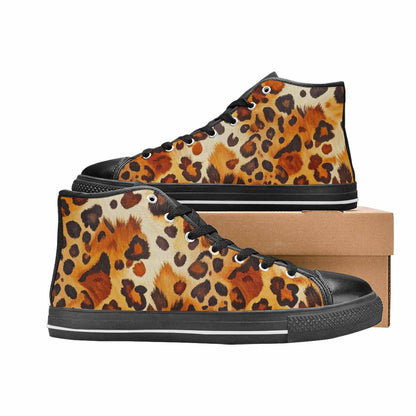WOMEN'S Cow Animal Print High Top Canvas Dark Academia Custom Shoes
