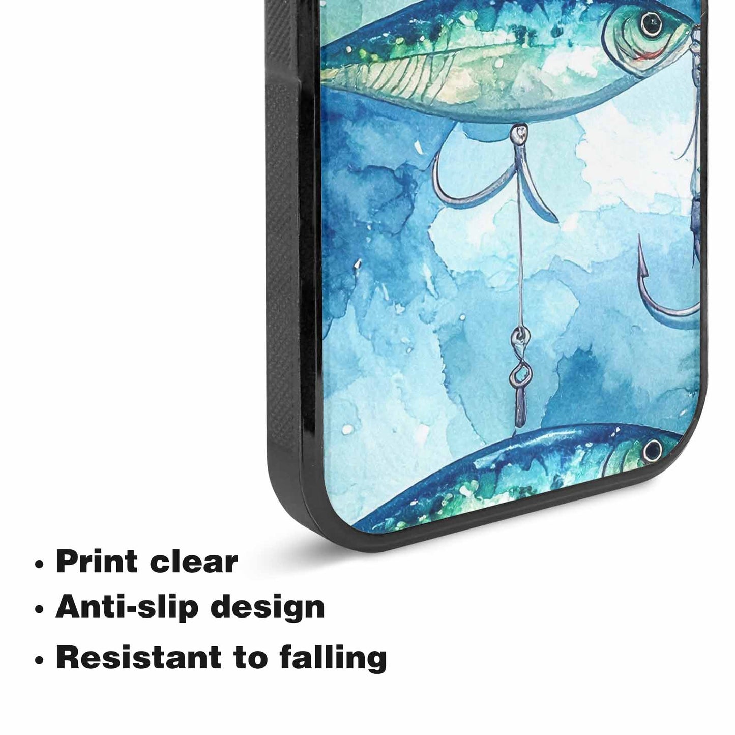 iPhone 15 Case — Fishing Lure And Hook Pattern Seamless, Custom Print Case Cover