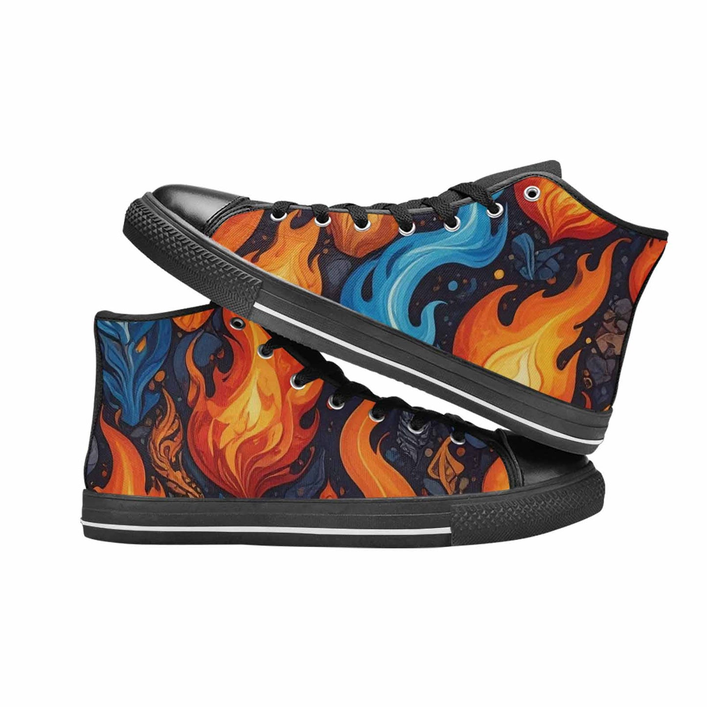 WOMEN'S Fire Flame High Top Canvas Cottagecore Sneakers