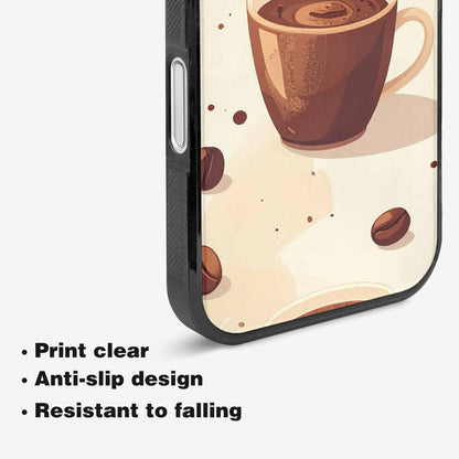 iPhone 16 Plus Case — Coffee Cup And Bean Pattern Seamless, Custom Phone Case