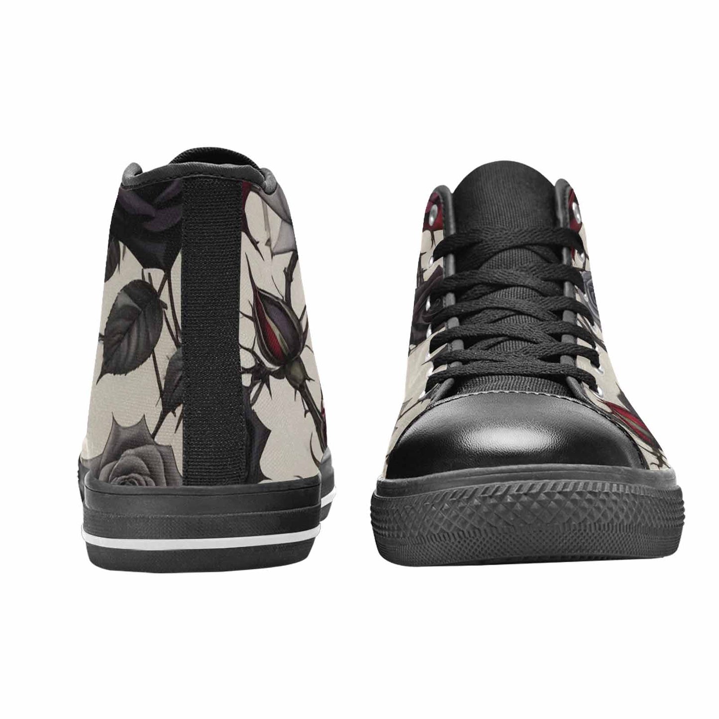 MEN'S Black Gothic Rose High Top Canvas Neon Fantasy Shoes