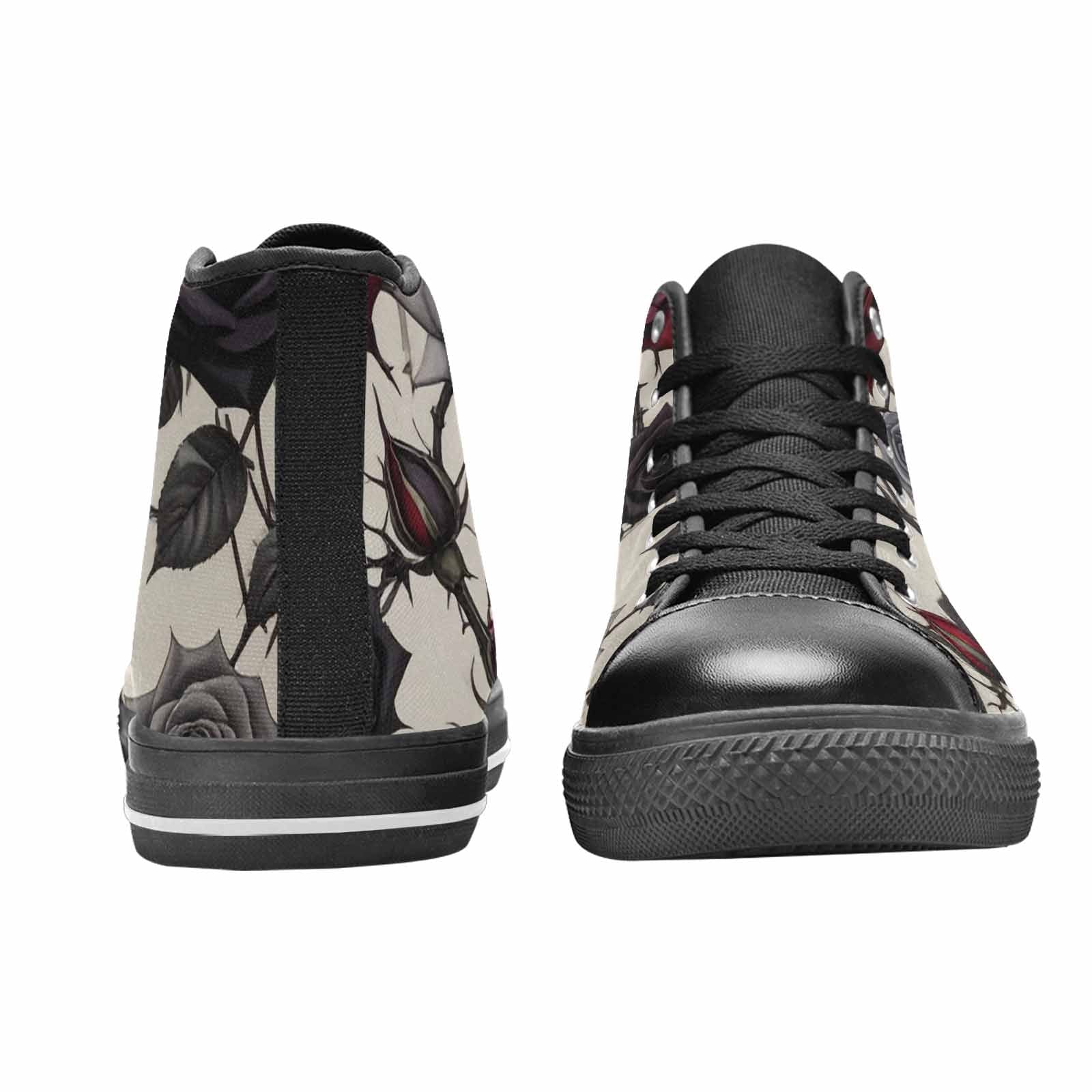 MEN'S Black Gothic Rose High Top Canvas Neon Fantasy Shoes