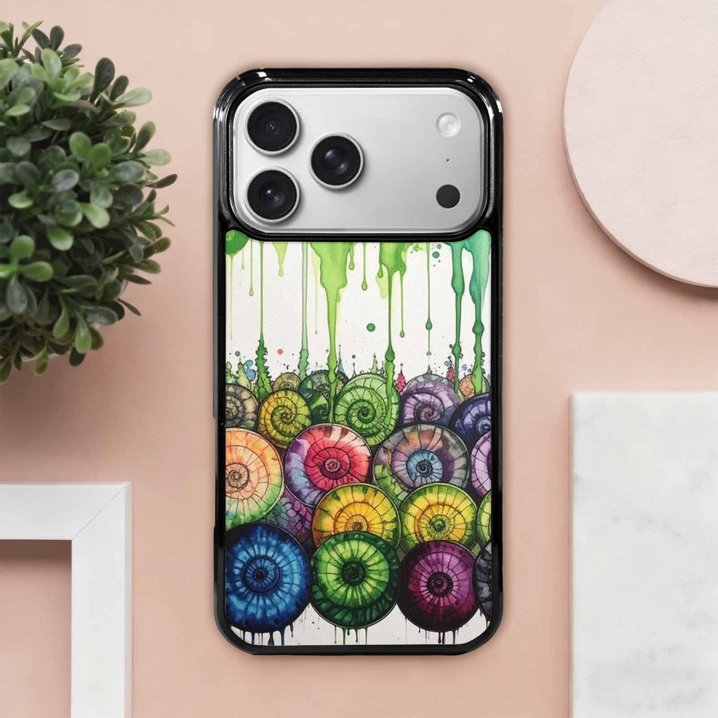 iPhone 17 Pro Max Case — Black &amp; Green Ink Tie Dye, Custom Art Phone Cover