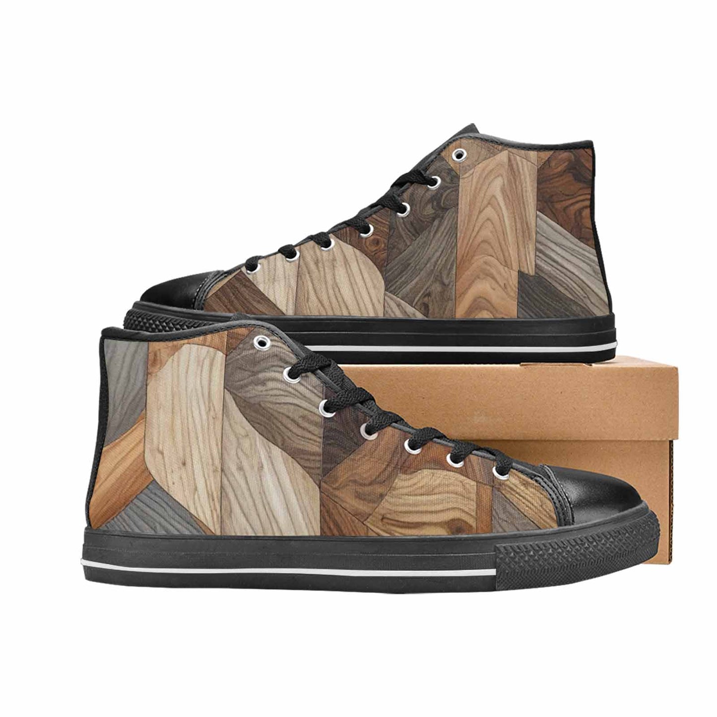 MEN'S Wood Grain Texture High Top Canvas Neon Fantasy Sneakers