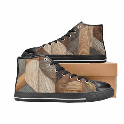MEN'S Wood Grain Texture High Top Canvas Neon Fantasy Sneakers