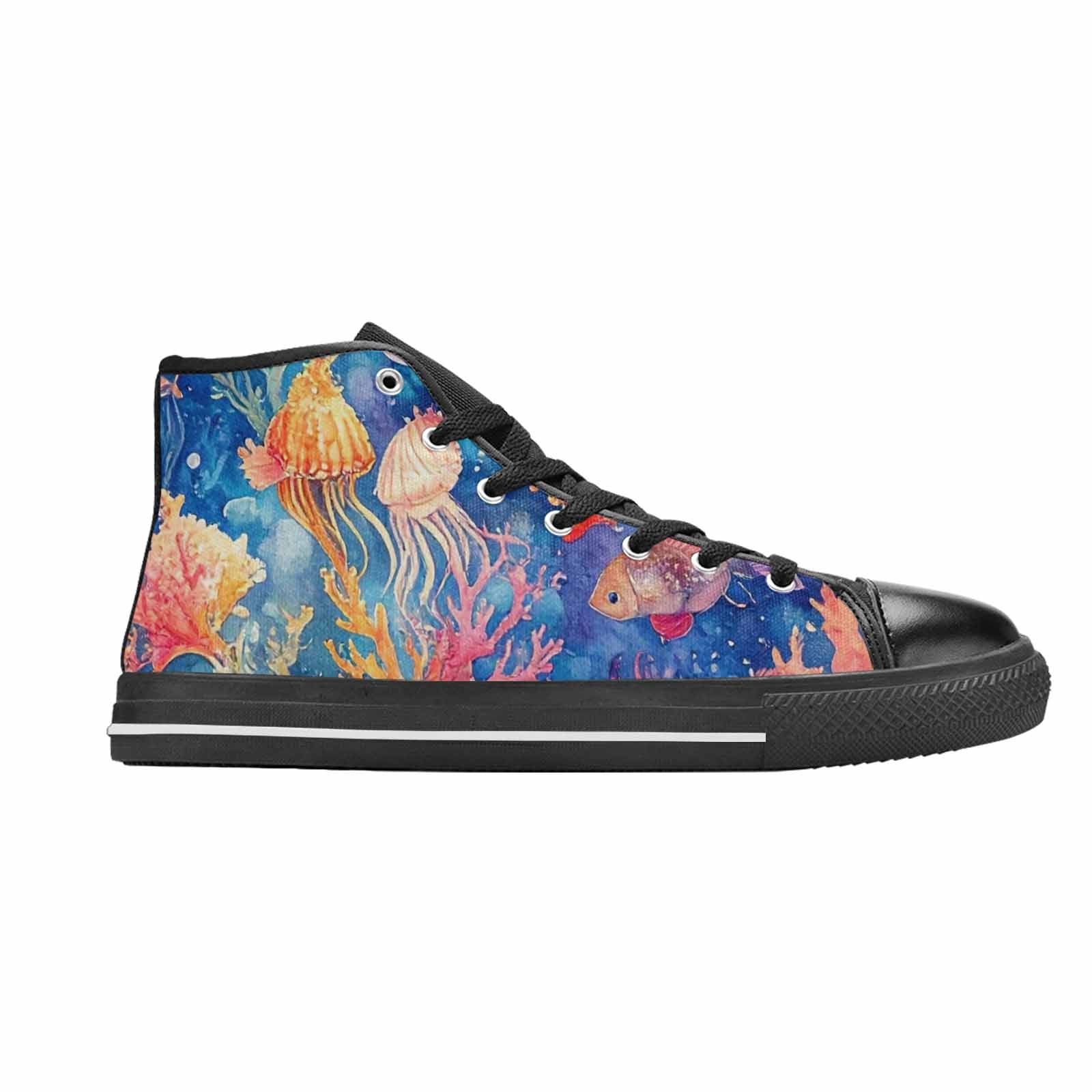 WOMEN'S Fish Scale Coral High Top Canvas Vivid Custom Shoes