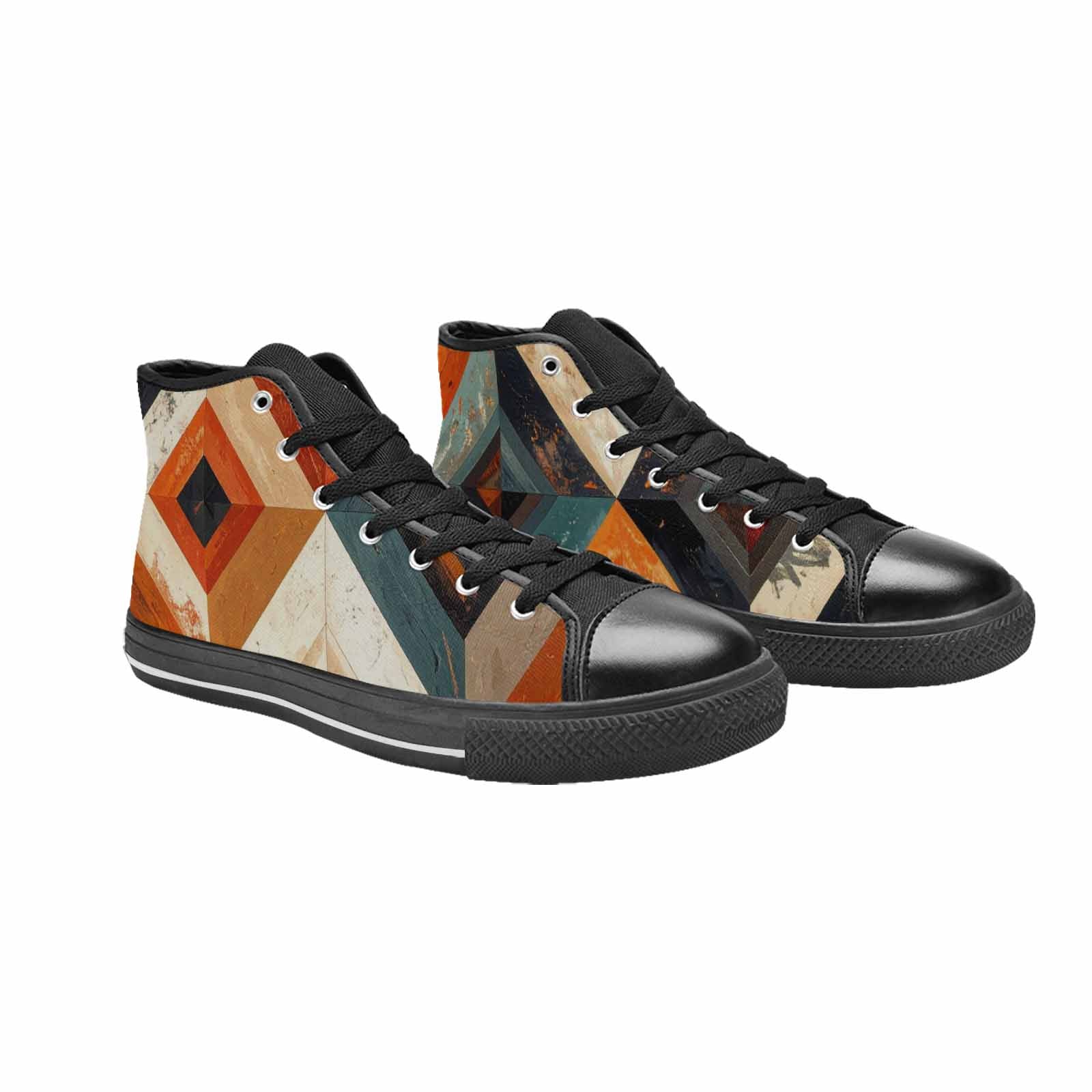 MEN'S Southwestern Geometric Diamond High Top Canvas Cottagecore Custom Sneakers