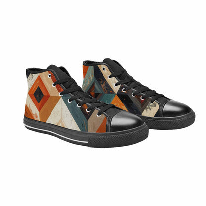MEN'S Southwestern Geometric Diamond High Top Canvas Cottagecore Custom Sneakers