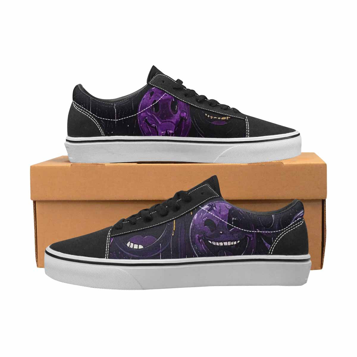 WOMEN'S Melting Moon Smiley Lace-Up Canvas Y2K Custom Shoes