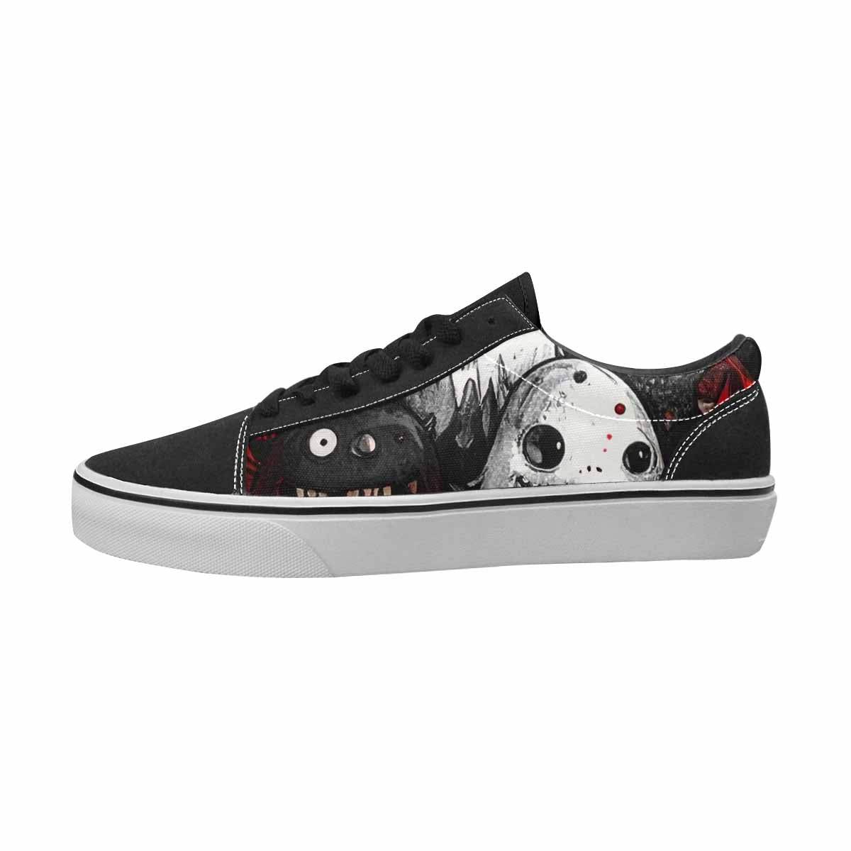 MEN'S Monsters Black & Red Ink Canvas Unique Print Surreal Original Art Sneakers