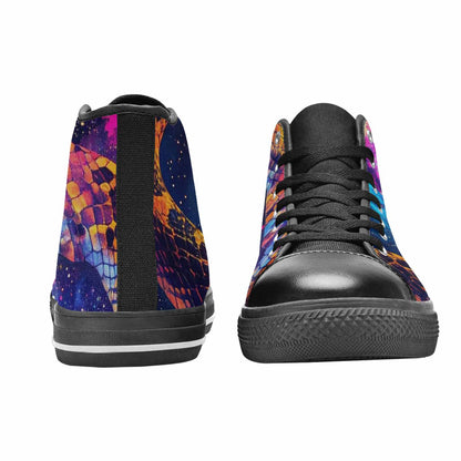 MEN'S Galaxy Snake Print High Top Canvas Vibrant Chaos Custom Sneakers