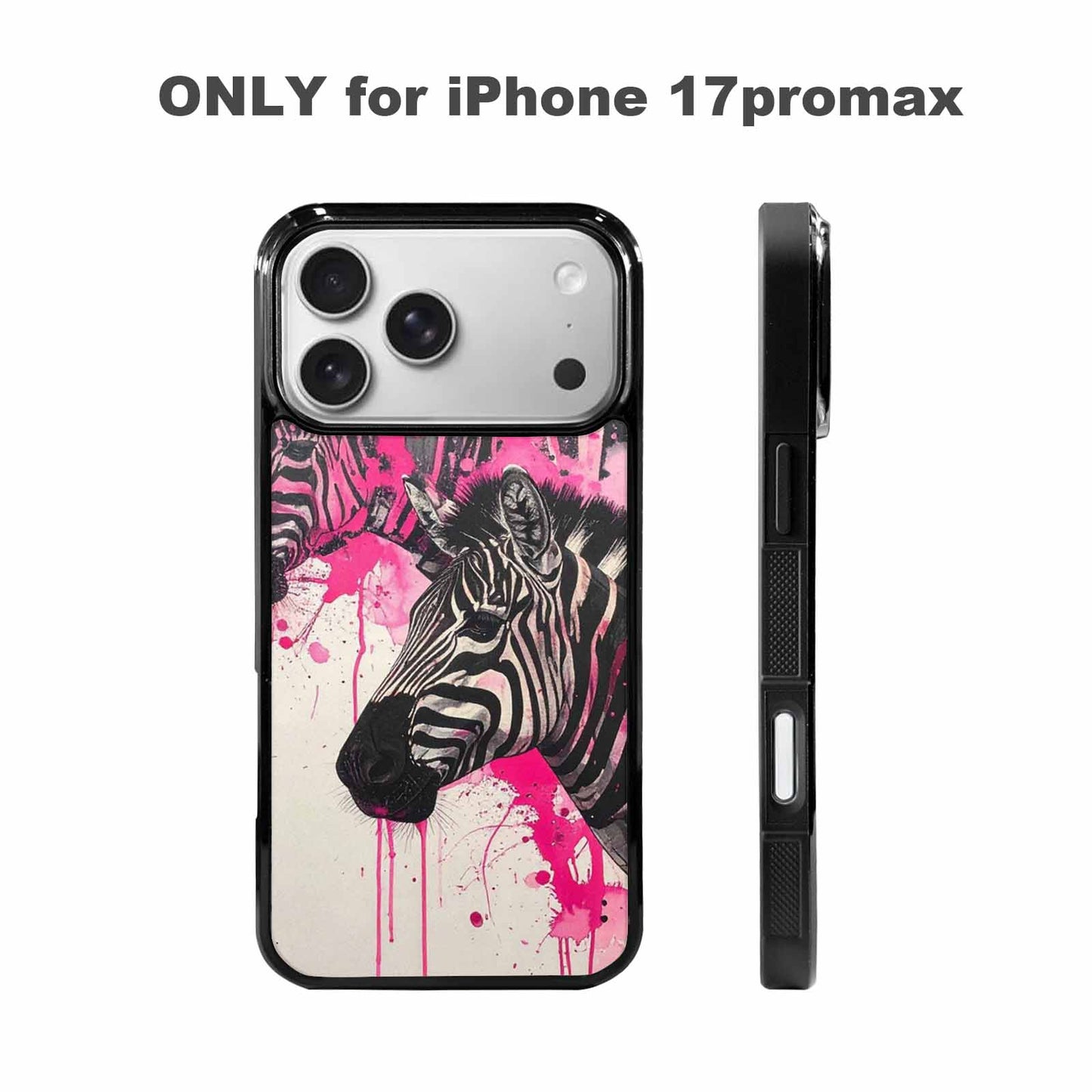iPhone 17 Pro Max Case — Black &amp; Pink Ink Animal Print, Custom Phone Case
