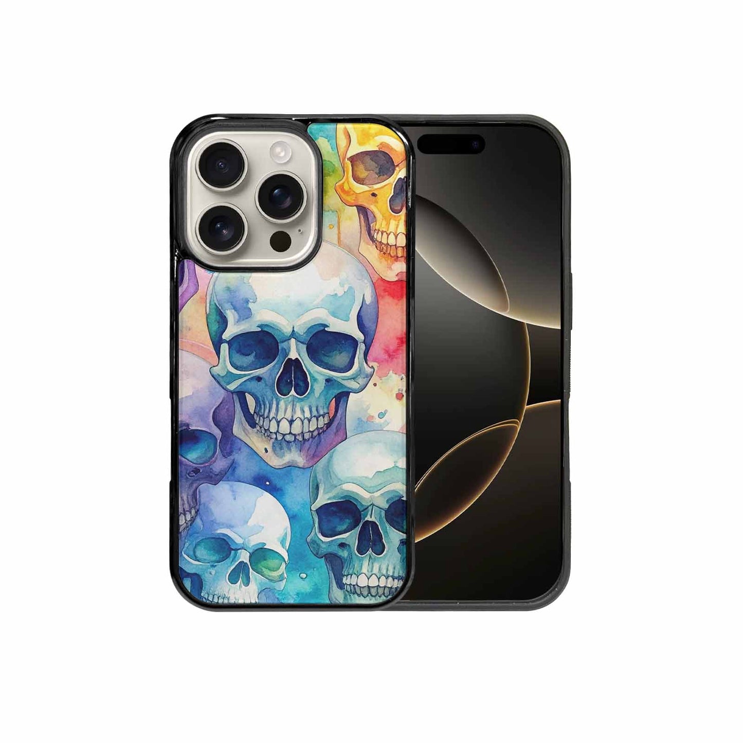 iPhone 16 Pro Case — Kulls Watercolor Skulls Small Skull Pattern, Custom Printed Phone Case