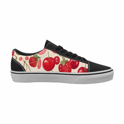 WOMEN'S Cherry Fruit Print Canvas Lace-Up Neon Fantasy Shoes