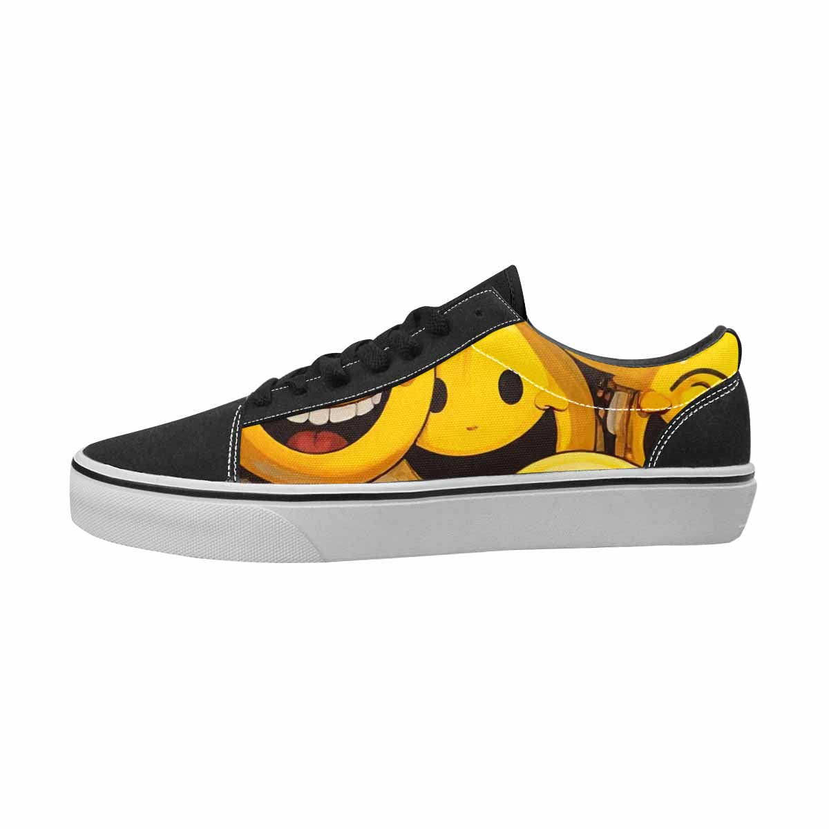 MEN'S Smiley Face Yellow Canvas Boutique Wallpaper Art Custom Canvas Shoes