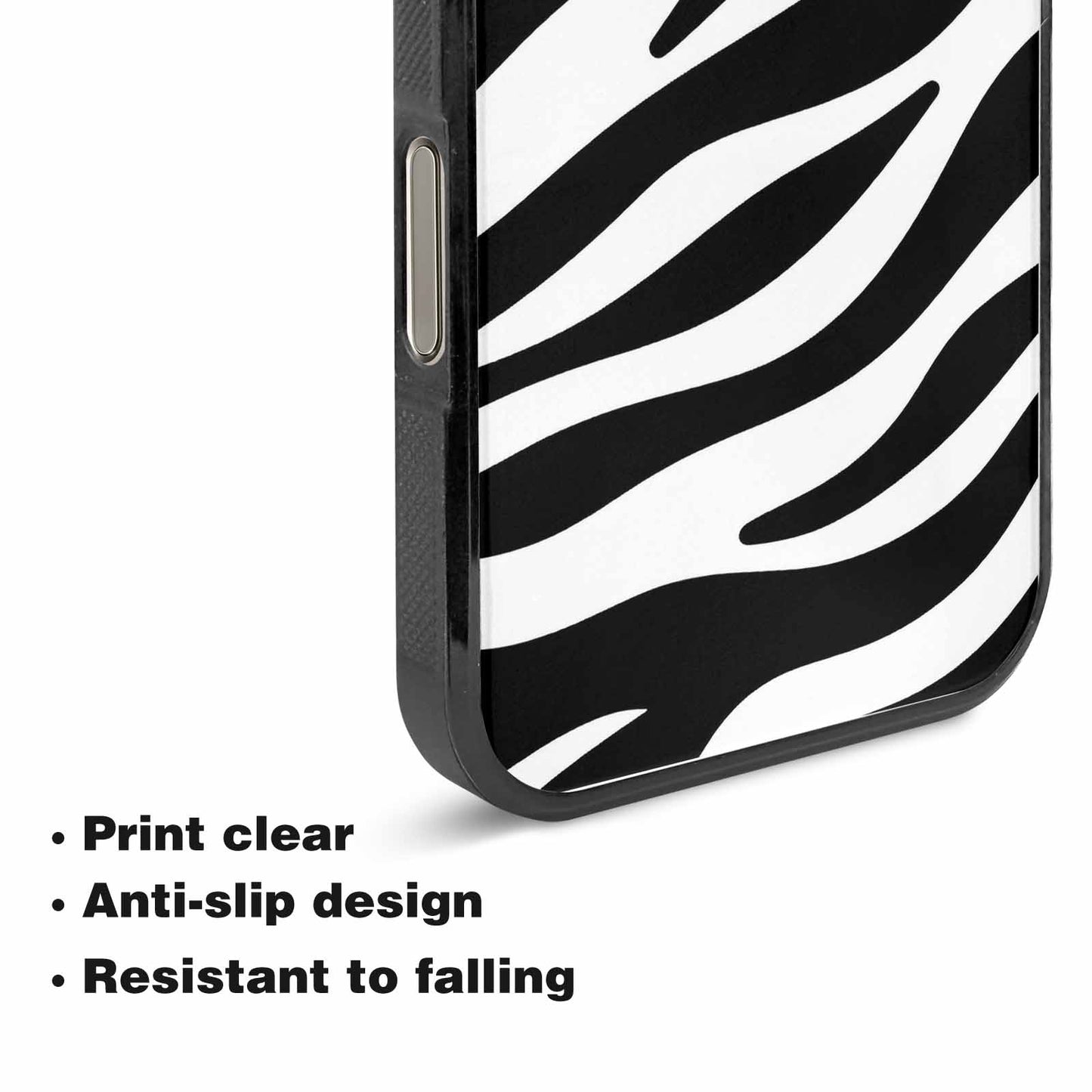 iPhone 15 Pro Max Case — Zebra Print Black White Custom, Custom Designed Case Cover