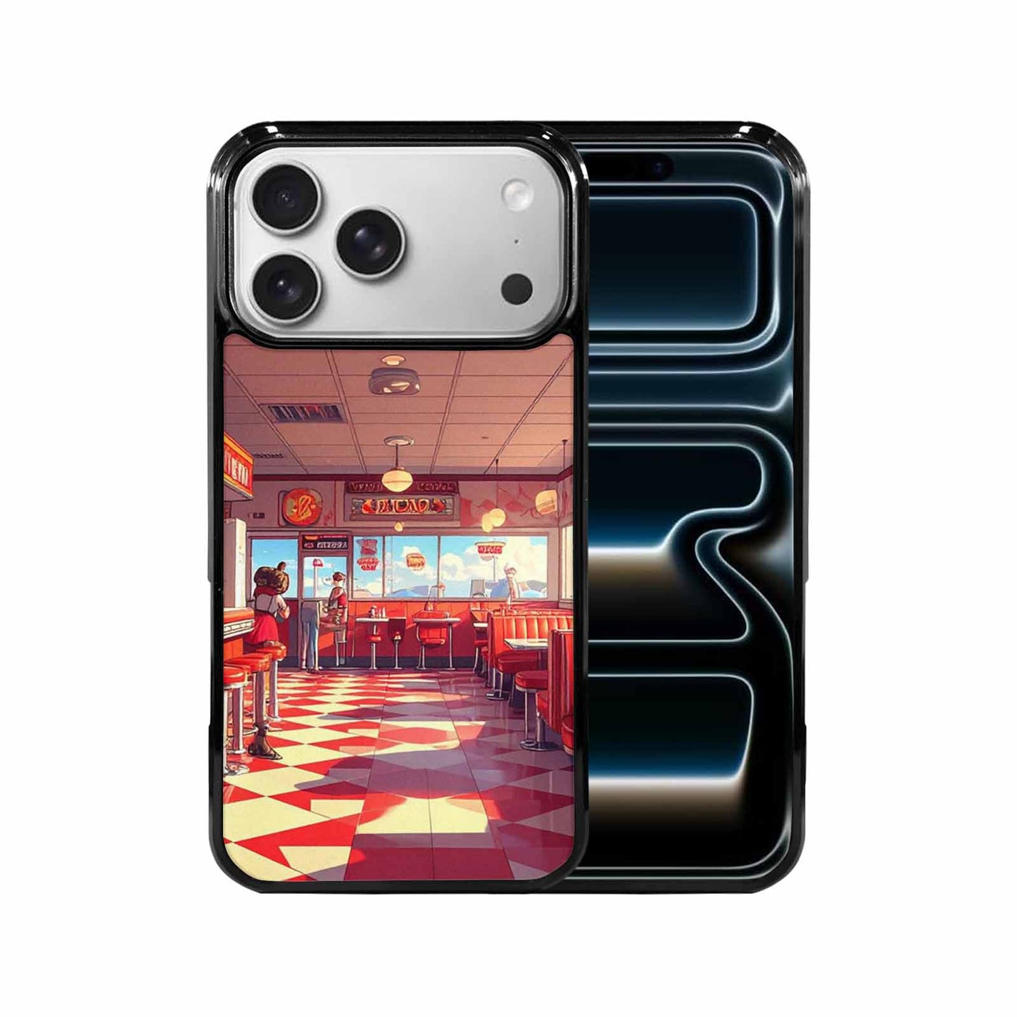 iPhone 17 Pro Max Case — Diner Cartoon Art Pattern Retro Vintage, Custom Made Phone Cover