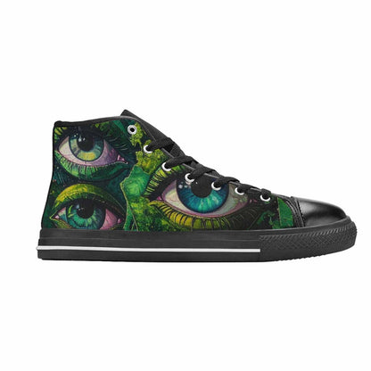WOMEN'S Reptile Eye Cartoon High Top Canvas Neon Fantasy Sneakers