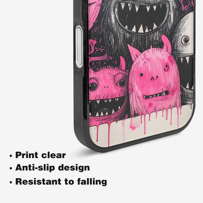 iPhone 16 Plus Case — Monsters General Black Pink Ink Cartoon, Custom Printed Phone Case