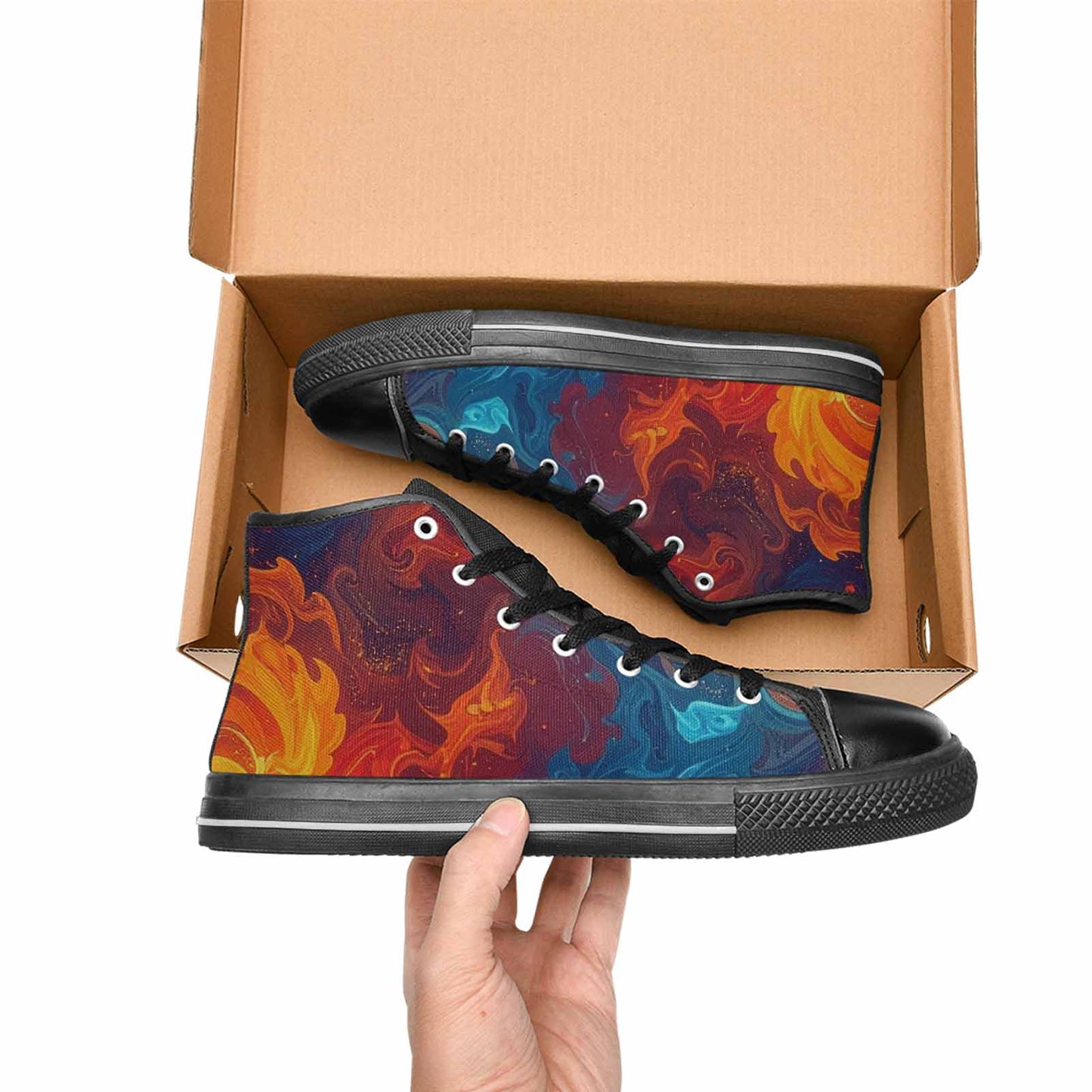 MEN'S Fire Flame High Top Canvas Surreal Shoes