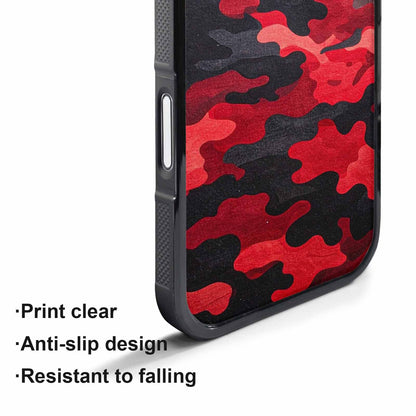 iPhone 17 Pro Case — Tactical Camo Red Black Custom Camo, Custom Printed Phone Case