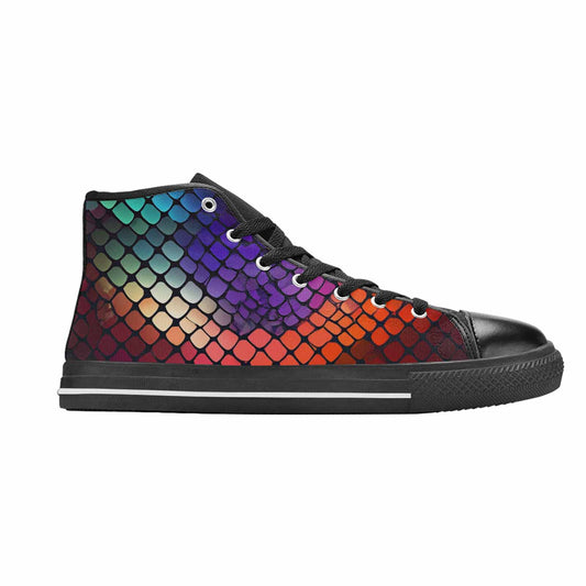 MEN'S Dark Snake Print High Top Canvas Wallpaper Art Shoes