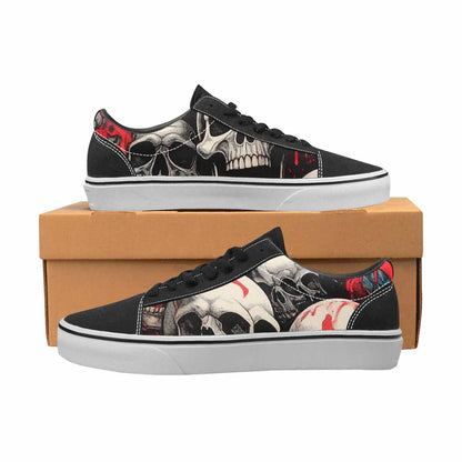 WOMEN'S Skulls Black & Red Ink Canvas Made To Order Y2K Shoes