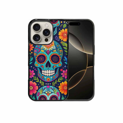 iPhone 16 Pro Case — Rainbow Sugar Skull Weave 3 Personalized, Customized Protective Case