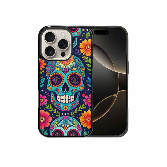 iPhone 16 Pro Case — Rainbow Sugar Skull Weave 3 Personalized, Customized Protective Case
