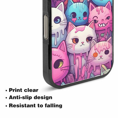 iPhone 15 Pro Max Case — Pastel Gore Cat Character Pattern Hundreds, Personalized Phone Case